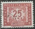 ITALIA REPUBBLICA ITALY REPUBLIC 1955 1956 SEGNATASSE POSTAGE DUE TASSE TAXE LIRE 25 STELLE STARS USATO USED OBLITERE' - Portomarken