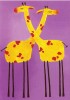 Carte Double Bumbles Animaux Rachel Deacon16,8x12 Cm + Enveloppe - Gordon And Georgina / Girafe / Giraffe - Giraffes