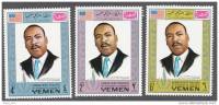 YEMEN  Martin Luther King Human Rights 3 X Perf MNH Silver Border MNH - Martin Luther King
