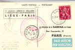 Belgique - Carte Postale De 1947 - Vol Spécial Liège Paris - Sabena - Cartas & Documentos