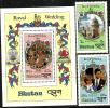 BHUTAN WEDDING OF DIANA & CHARLES 1981 SET OF 3 INC. M/S MINT SG440-44-45 READ DESCRIPTION !! - Bhután