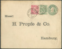 N°56-58 En Affranchissement Complémentaire S/Enveloppe E.P. 10 Centimes Obl. Sc Saint-BERNARD 23-9-1901 Vers Hambourg (D - Buste-lettere