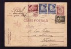 INFLATION 1947  STATIONERY CARD NICE FRANKING 4 STAMPS SENT TO MAIL ROMANIA. - Cartas & Documentos