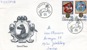 Czechoslovakia- First Day Cover FDC(Tiskopis)-"Animals In Heraldry" Issue-1,20k.+1,80k. [Praha 25.5.1979] -posted Sweden - FDC