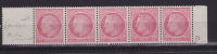 FRANCE N° 676 1F ROSE ROUGE TYPE CERES DE MAZELIN TACHE A LA JOUE BANDE DE 5 NEUF SANS CHARNIERE - Unused Stamps