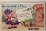 Angoulême    Fantaisie Illustrée Par  Bozz  Facteur  Carte A Système Avec Dépliant - Angouleme