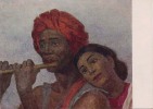 Couple From India By Russian Artist S.A.Chuykov, Flut, Musical Instrument, Russian Painting Postcard - Altri & Non Classificati