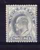 India - 1904 - 3 Pies Definitive - MH - 1902-11 King Edward VII