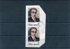 Greece- "Constantine Cavafis" 20dr. Stamps Pair On Fragment With Bilingual "NAXOS (Cyclades)" [8.2.1984] X Type Postmark - Marcophilie - EMA (Empreintes Machines)
