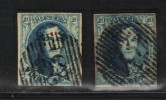 BELGIQUE N° 7 X 2 Nuances  Obl. Superbes - 1851-1857 Medaillen (6/8)