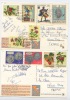 San Marino, Saint Marin, Timbres Sur 2 Cartes Postales, 1975, Donald, Fleurs, Fraises, Cerises, Casque - Briefe U. Dokumente