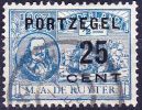 1907 Strafportzegels M.A. De Ruyter Opdruk Portzegel 25 Cent Blauw NVPH P 41 Met Dubbele Druk ! - Variétés Et Curiosités