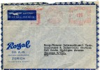 Switzerland- Air Mail Cover From "Royal"Co./ Zurich [4.4.1952]to "Borg Warner International"/ Chicago (w/ Red-meter Pmk) - Affrancature Meccaniche