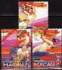 Drachen-Festival 1997 MACAU 913/5 ** 3€ Drachenkopf Tanz Bänder Fahnen Feuerwerk Dragon-fest Set Out Sheetlet Of Macao - Karnaval