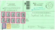 467-Italia Avviso Di Ric. Atti Giudiziari Al Mittente 15.5.00 Segnatasse 10 X £. 900 +  £. 500 + £. 100 - Postage Due