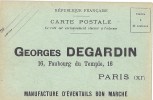 Cp 75 PARIS XI Manufacture D'éventails Bon Marché 16 Faubourg Du Temple Georges DEGARDIN  ( HARFLEUR 76 Eglise ) - Paris (11)