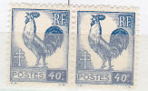 FRANCE N° 632 40C BLEU SERIE D´ALGER TYPE COQ 4 ECHANCRE EN HAUT ** - Ungebraucht