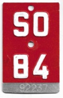 Velonummer Solothurn SO 84 - Number Plates