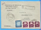 Beautiful 4 Stamps Franking. Manual Worker Cooperative, Comercial Cover Romania 1953 - Covers & Documents