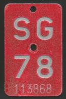 Velonummer St. Gallen SG 78 - Nummerplaten