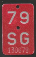 Velonummer St. Gallen SG 79 - Number Plates