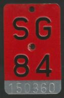 Velonummer St. Gallen SG 84 - Nummerplaten