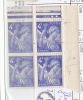 FRANCE N° 656 4F BLEU IRIS BLOC DE 4 TRAIT DU CADRE DOUBLE** - Nuovi