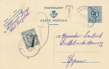 517/19 -  Entier Postal Lion Héraldique WESTROZEBEKE 1952 Vers Brasserie à YPRES - Taxé Sceau Etat à KORTRIJK - Postcards 1951-..