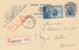 521/19 -  Entier Postal RECOMMANDE Lion Héealdique + TP Expo 35 CHATELET 1935 Vers Notaire à ANDENNE - Postcards [1934-51]