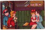 P BORISS MARGRET CHILDREN IN A TRAIN Nr. 0395 OLD POSTCARD - Boriss, Margret