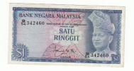 Malaysia 1 Ringgit 1967 - 1972 VF+ P 1a - Malaysie