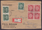 Deutschland PAUL BRUHN Eischreiben Registered HAMBURG FUHLSBÜTTEL Label 1956 Cover Frontside Only 4-Block !! - Lettres & Documents