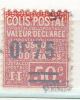 FRANCE COLIS POSTAUX N°91 0F75 S 50C ROUGE VALEUR DECLAREE OBL - Used