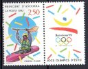 ANDORRE FRANCAIS - 1992: JO De Barcelonne "canoé Kayak" (N°418**) Avec Vignette - Unused Stamps