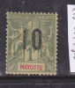 MAYOTTE N°31 10 S 1F OLIVE SURCHARGE FINE TYPE GROUPE ALLÉGORIQUE NEUF AVEC CHARNIERE - Nuevos