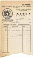A Sibilia     Facture  12.5  X 20 Cm Salaisons Et Porcs - Invoices