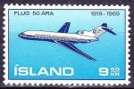 Republik 1969 50 Jahre Luftverkehr : Boeing 727 9.50 Kr. Mi. 432 Falzlos - Neufs