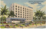Miami Beach FL Florida, Hotel Netherland, Beach Scene C1940s/50s Vintage Linen Postcard - Miami Beach