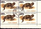 ROMANIA - 1993 -  Mangusta Egiziana - Herpestes Ichneumon - 280 L - Quartina - Used Stamps