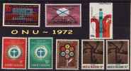 ONU ~1972 Année Compl.  N°  219 / 26   Neuf X X = 8 Valeurs - Unused Stamps