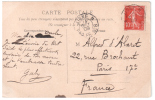 CARTE POSTALE DE 1909 AFFRANCHIE AVEC UN TIMBRE A 10 CT SEMEUSE OBLITERE LIGNE N PAQU FR N° 8 - Posta Marittima