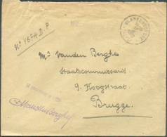 Lettre En Franchise De BLANKENBERGHE 17-II-1922 Vers Brugge - 7950 - Zonder Portkosten