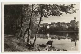 HUELGOAT. - Les Bords De L'Etang. Laveuse 1er Plan. CPSM 9x14 - Huelgoat