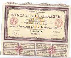 3 Actions  De100 Francs USINES DE LA CHALEASSIERE 1927 - Industrie