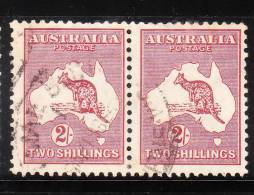 Australia 1913-23 Kangaroo-Map Blk Of 2 Used - Gebraucht