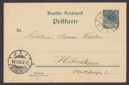 Deutsche Reichs-Post Postal Stationery Ganzsache Entier 5 Pf Postkarte CLAUSTHAL 1900 To HILDESHEIM (2 Scans) - Briefkaarten