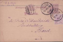 Entier Postal Württenberg + Timbre, Ulm Bahnhof-Basel CH(12386) - Enteros Postales