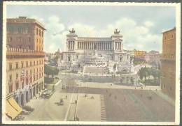 ITALY ROME - ROMA 1937 POSTCARD - CARTOLINA PIAZZA VENEZIA & VICTOR EMMANUEL II MONUMENT - 2 SCANS - Orte & Plätze