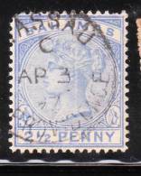 Bahamas 1884-90 Queen Victoria 2 1/2p Used - 1859-1963 Colonie Britannique