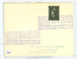 BRIEFKAART Uit 1938 NVPH 310 STEMPEL LUCHTWEG NEDERALND * DE VLIEGENDE HOLLANDER * VER. LP VERZAMELAARS NED INDIE (5934) - Cartas & Documentos